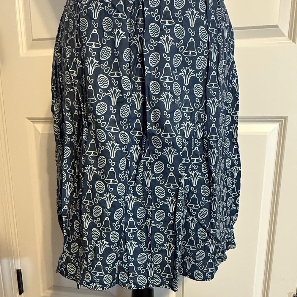 Navy Blue Spring Patterned Women's Skirt